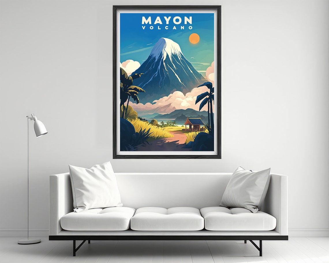 Mayon Volcano Philippines Perfect Cone Vintage Travel Poster - Image 2