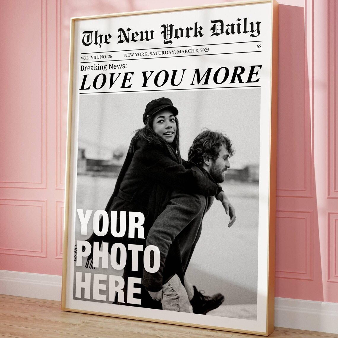 Custom Couple Photo Love You More Sweet New York Daily Poster