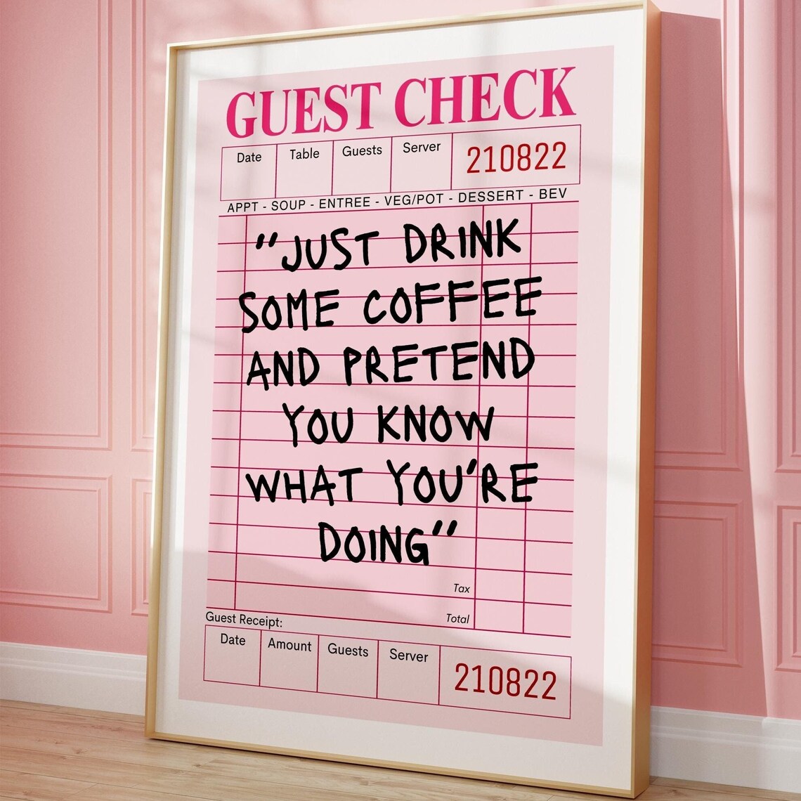 Trendy Guest Check Coffee Bar Cart Decor Art Print