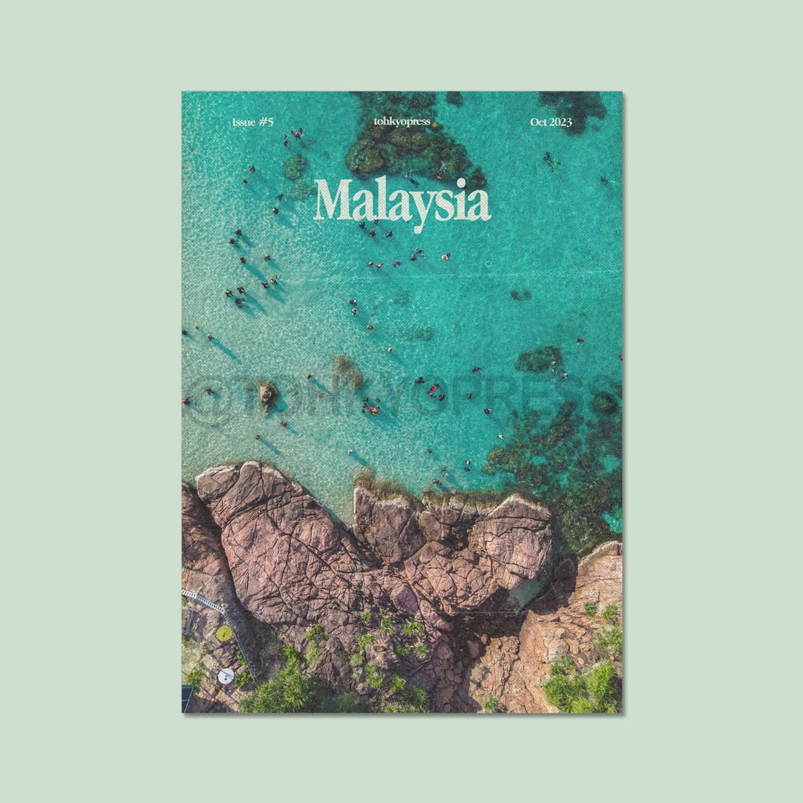 Malaysia Magazine Cover Aerial Turquoise Beach Swimmers Poster