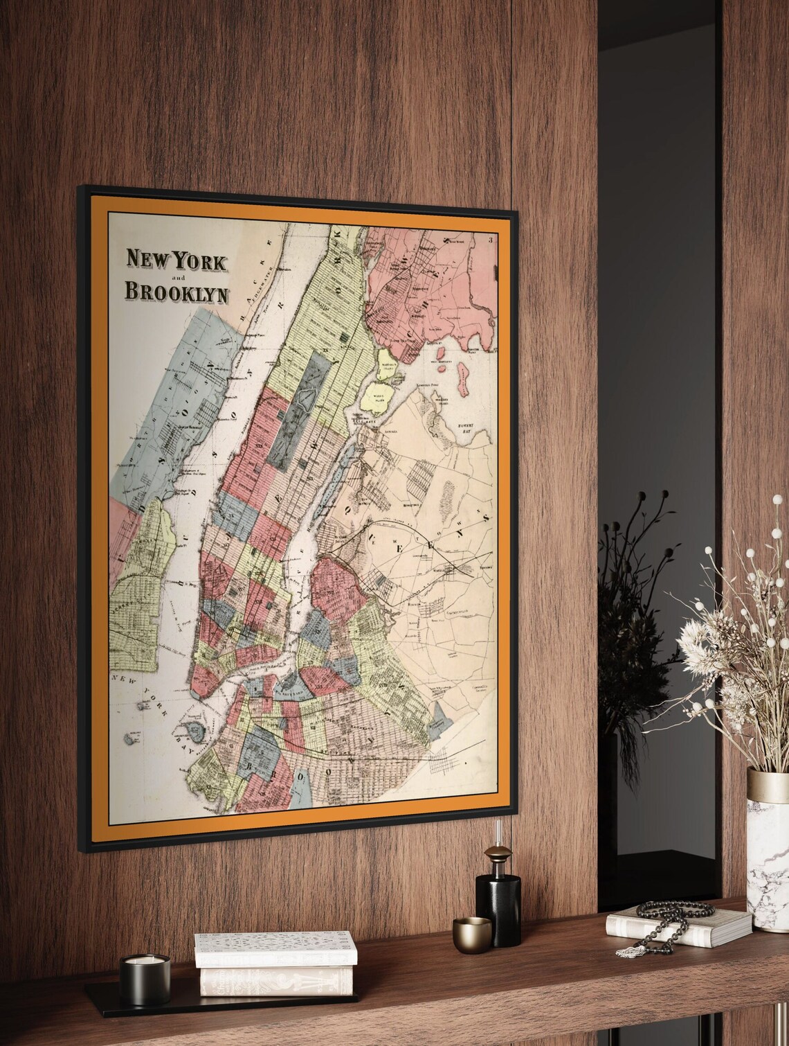 Old Map Of New York City, Vintage Antique Map - Image 2