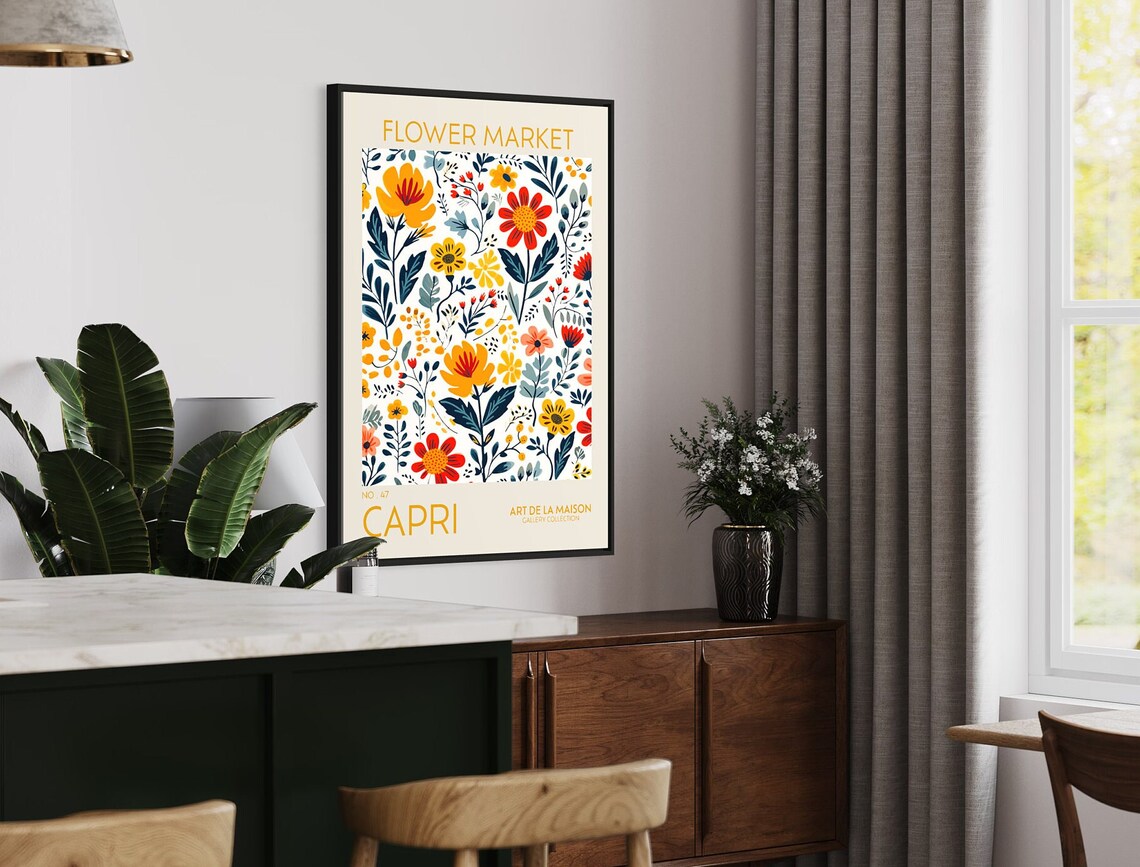 Flower Market Print, Botanical Floral Decor