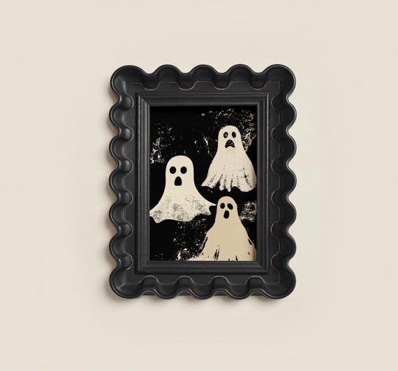 Halloween Wall Art Vintage Spooky Illustration Distressed