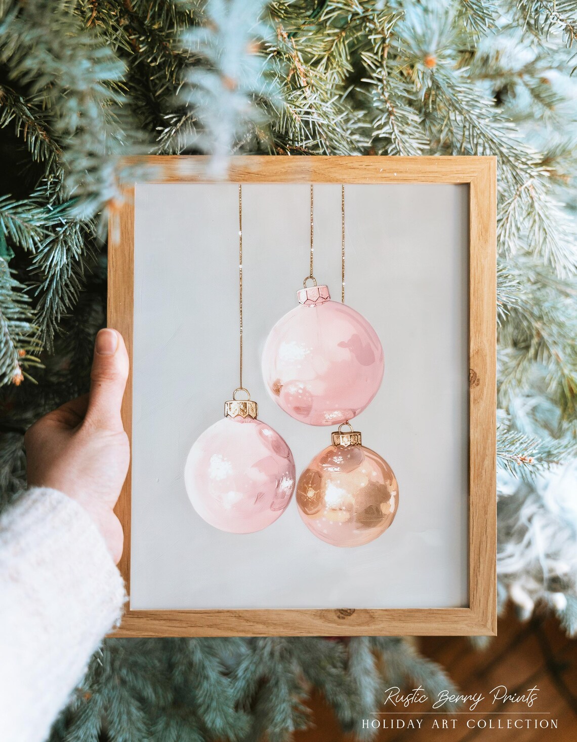 Pink Christmas Ornaments Baubles Holiday Tree Festive Decor Poster