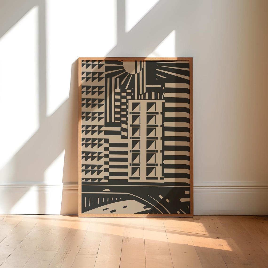Modern Cityscape Wall Art Minimalist Urban Architecture Black Line Artwork For Contemporary Home Decor Abstract Design Poster