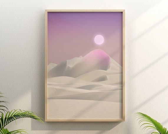 White Desert Landscape, Pink Boho Decor Collage
