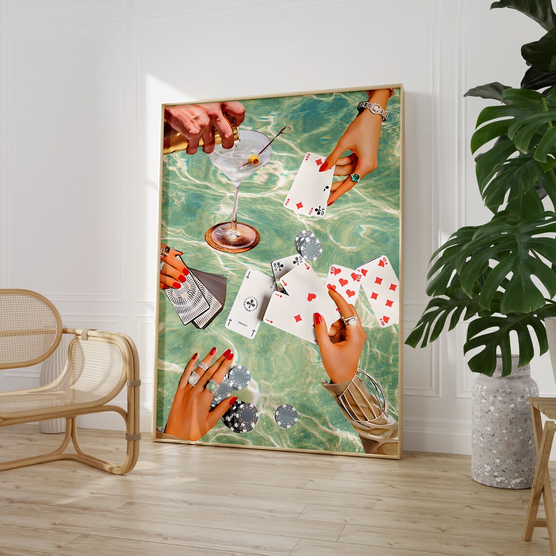Vintage Playing Cards Retro Poker Night Art Print - Image 2