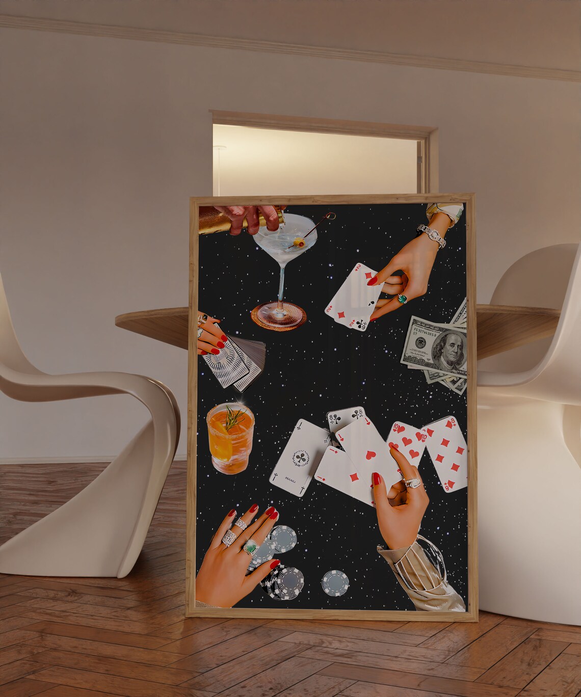 Vintage Playing Cards Retro Poker Night Bar Poster - Image 2