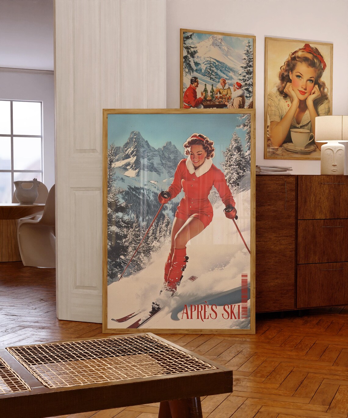 Retro Après Ski Magazine Cover Art Print
