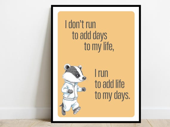 Run To Add Life Your Days Sports Jogging Mental Health Poster Home Office Gym Wall Decor Inspirational Quote