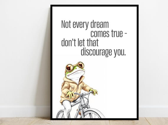 Dreams Come True Art Print Inspirational Motivational Quote Home Office Wall Desk Decor