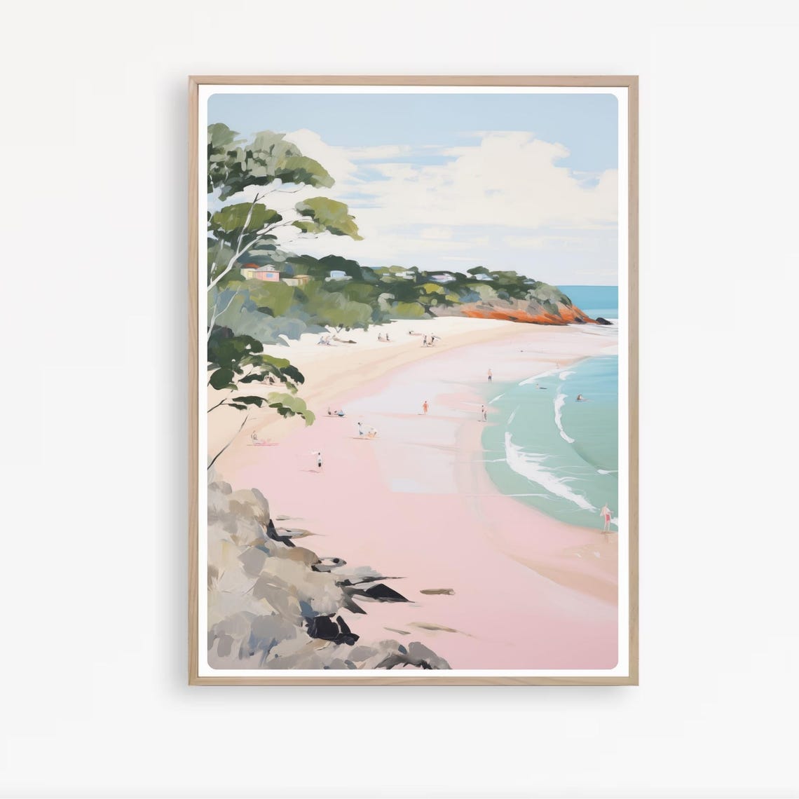 Australian Beach Noosa Coastal Painting Pink Sand Ocean Poster - Image 4