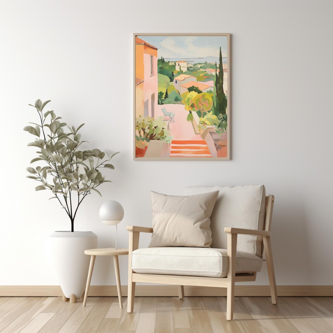 South of France Terrace Terracotta Steps Sunny Garden View Poster - Image 2
