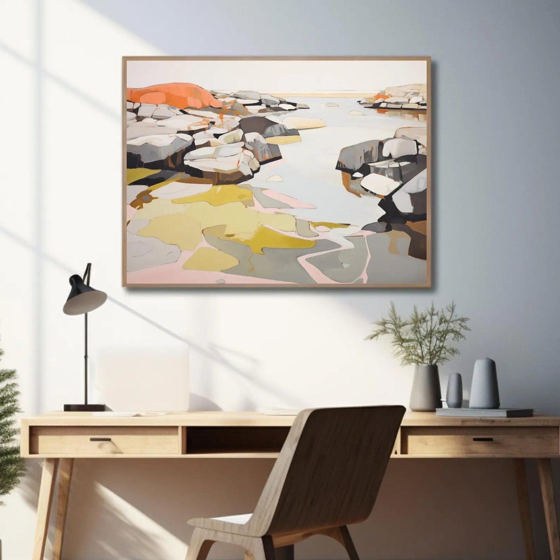 Abstract Rocky Shoreline Painting Geometric Stones Modern Art Poster - Image 2