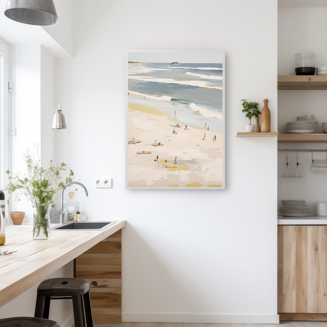 Australian Beach Art Print, Sydney Surfers Coastal Scene - Image 3