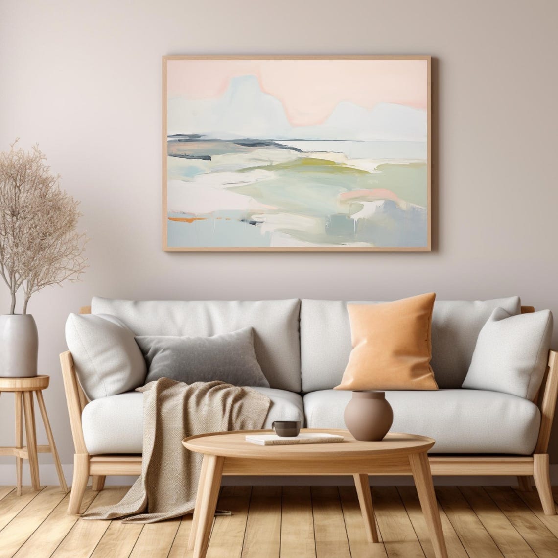 Blush Pink Abstract Seascape Minimalist Coastal Horizon Art Poster - Image 2