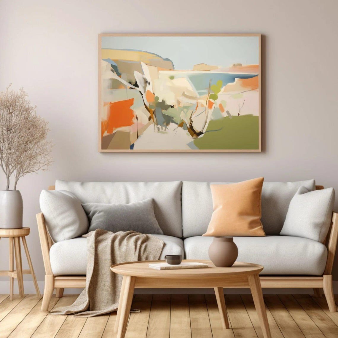 Abstract Coastal Landscape Orange Green Modern Color Block Art Poster - Image 4
