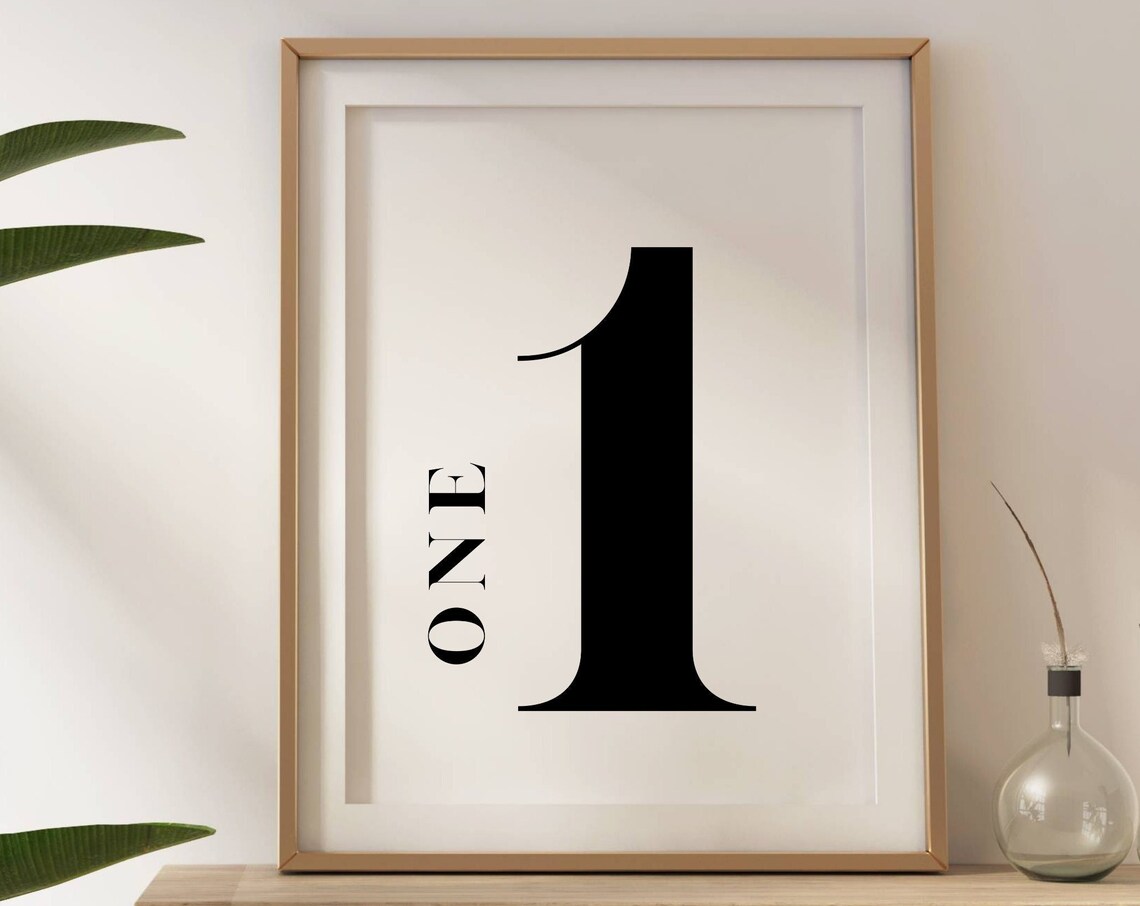 Number 1 Monogram Print, Number One Art Print