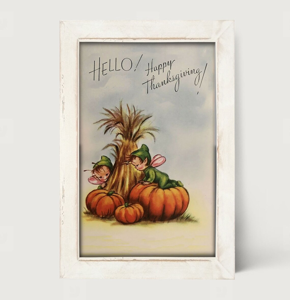 Retro Thanksgiving Elves, Vintage Fall Elves On Pumpkin - Image 4