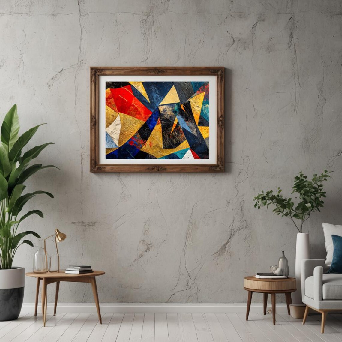 Geometric Abstract Gold Navy Shards Modern Gallery Art Poster - Image 3