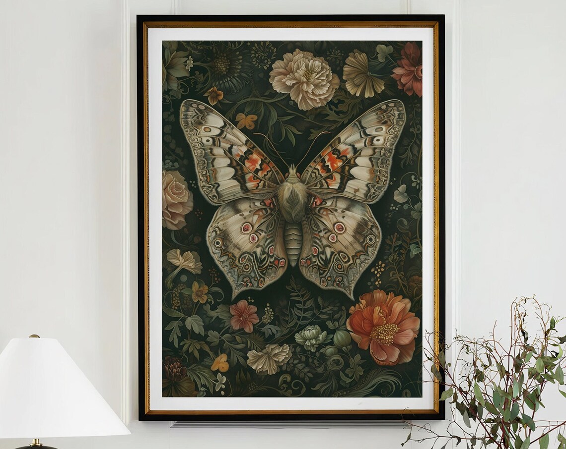 William Morris Inspired Butterfly Wall Art Print