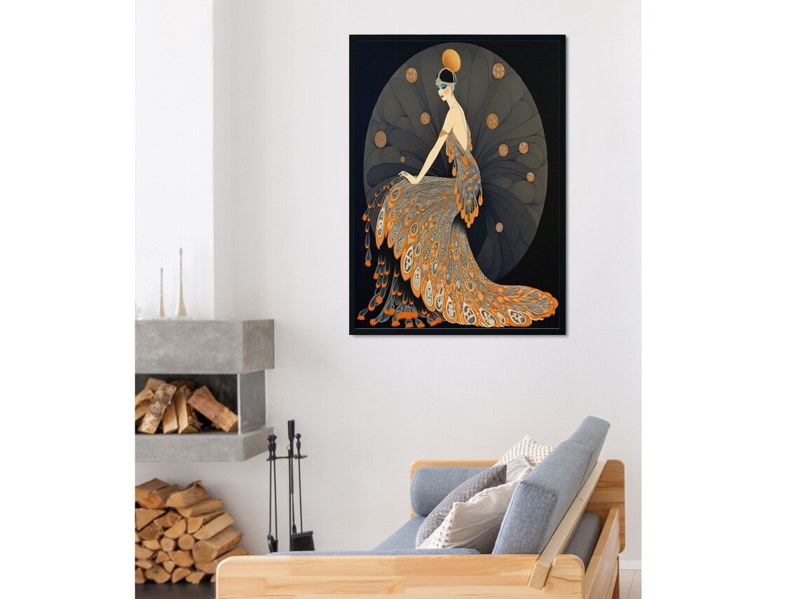 Art Deco Erte Print Art Deco Wall Art Erte Gown Art Deco Wall Art Wall Art Art Deco Style Vintage Print In Orange - Image 6