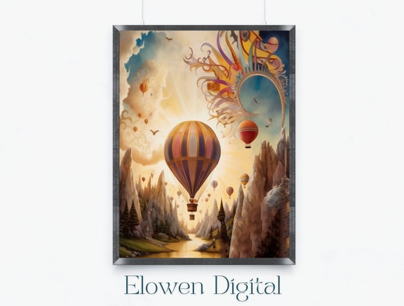 Colorful Wall Art Hot Air Balloon Prints Hot Air Balloons Soaring In Colorful Mountain Wall Art