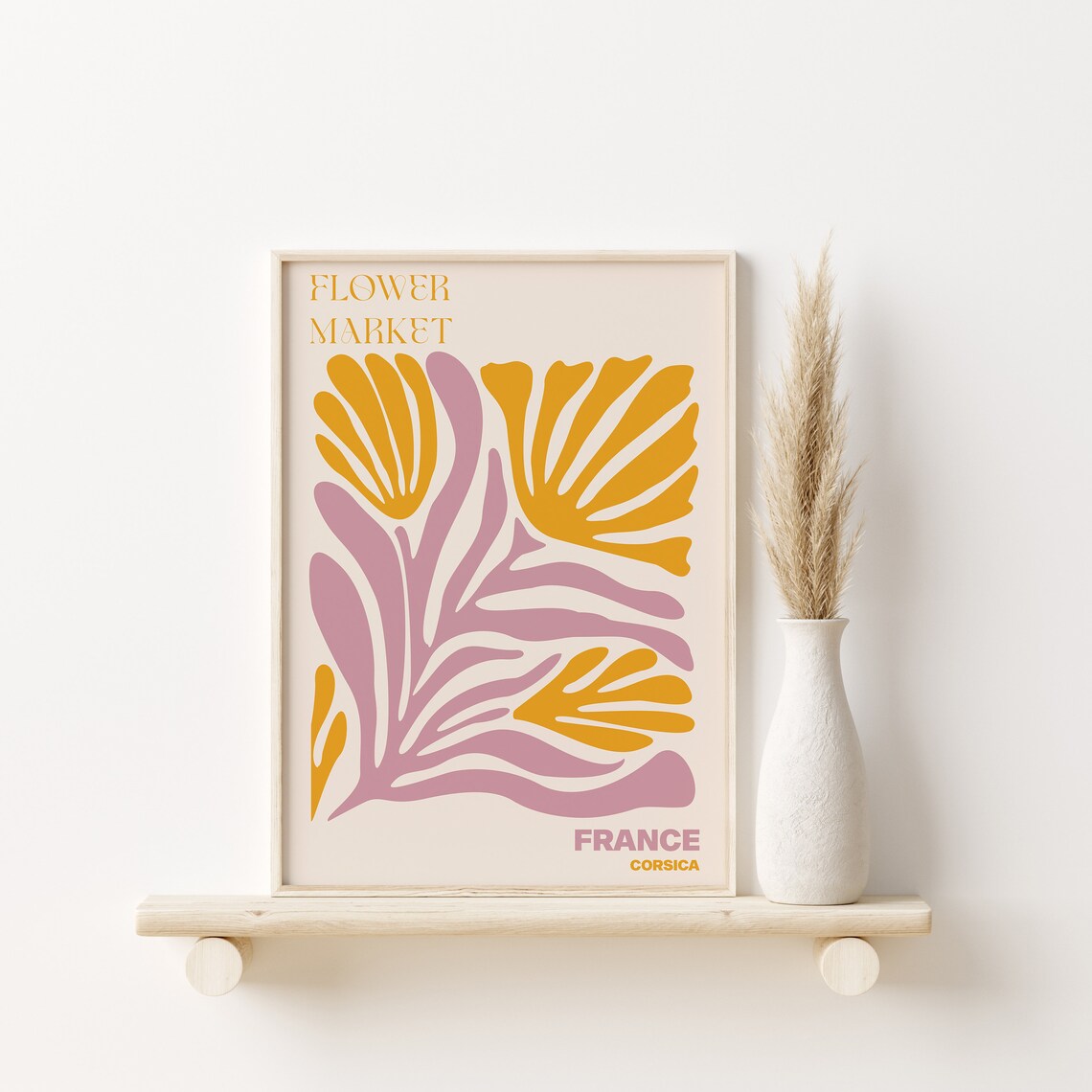 France Corsica Modern Graphic Cutout Leaf Flower Market Art Poster - Image 2