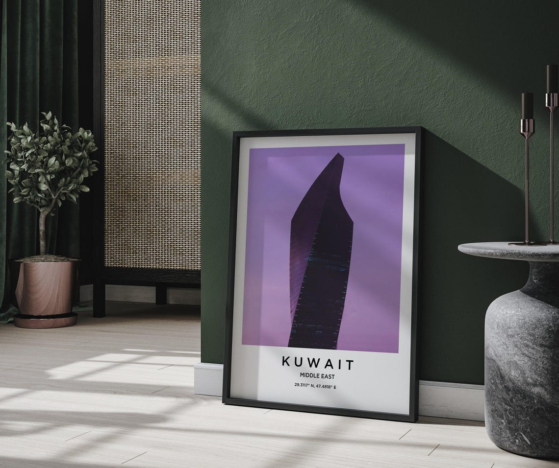 Kuwait Twisted Glass Skyscraper Violet Dusk Sky Photo Poster - Image 2