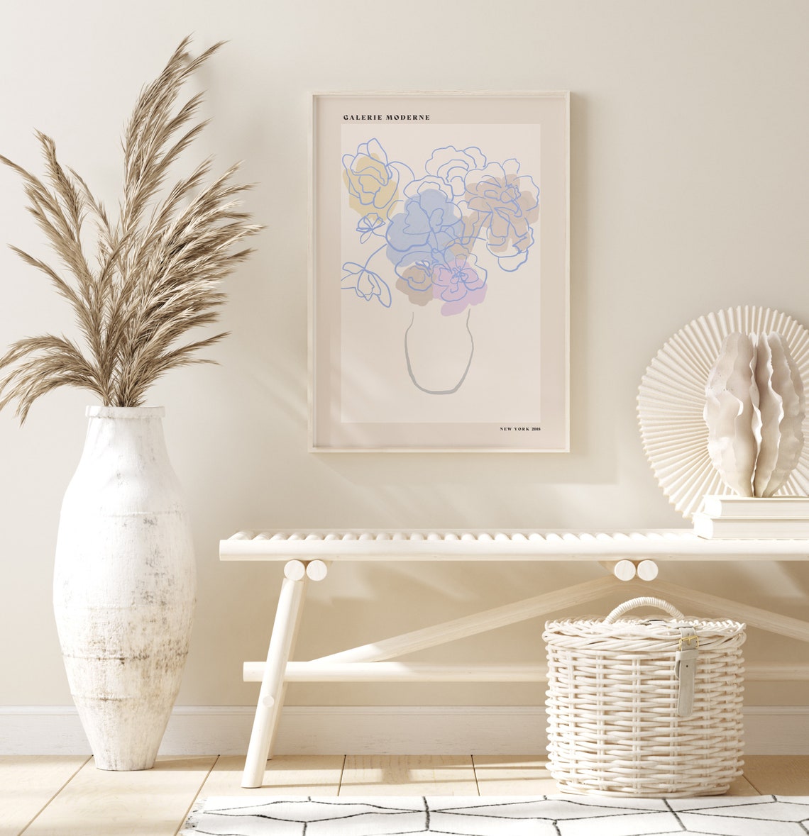 Galerie Moderne New York 2018 Pastel Floral Line Drawing Poster - Image 3