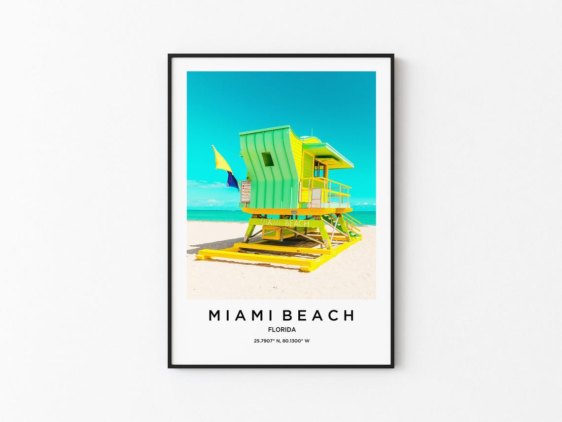 Miami Beach Florida Colorful Lifeguard Tower on the Sand Poster