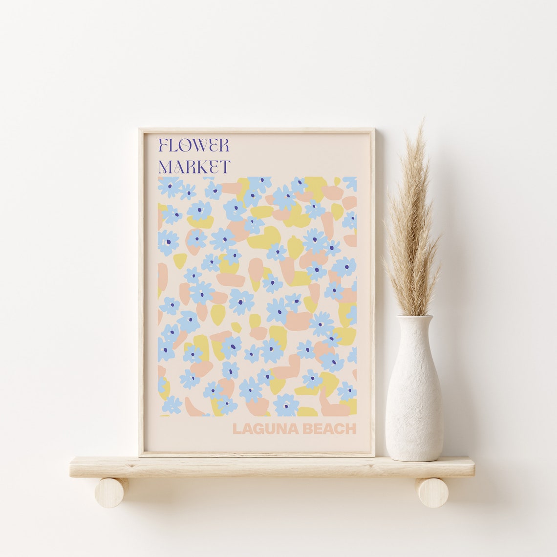Flower Market Laguna Beach Blue Blossoms Pastel Ditsy Poster - Image 3