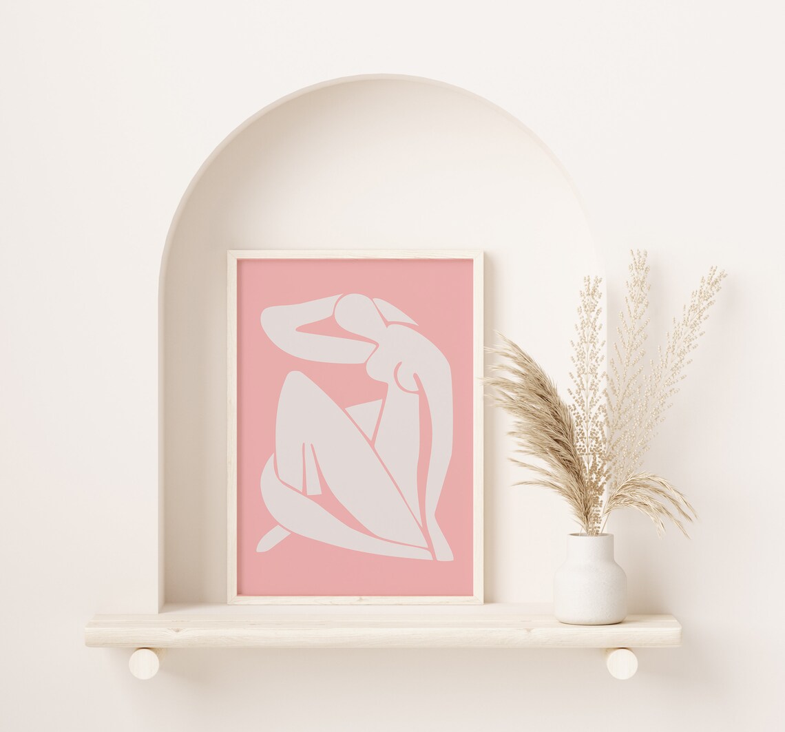 Henri Matisse Style Pink Cutout Seated Figure Abstract Wall Print - Image 2