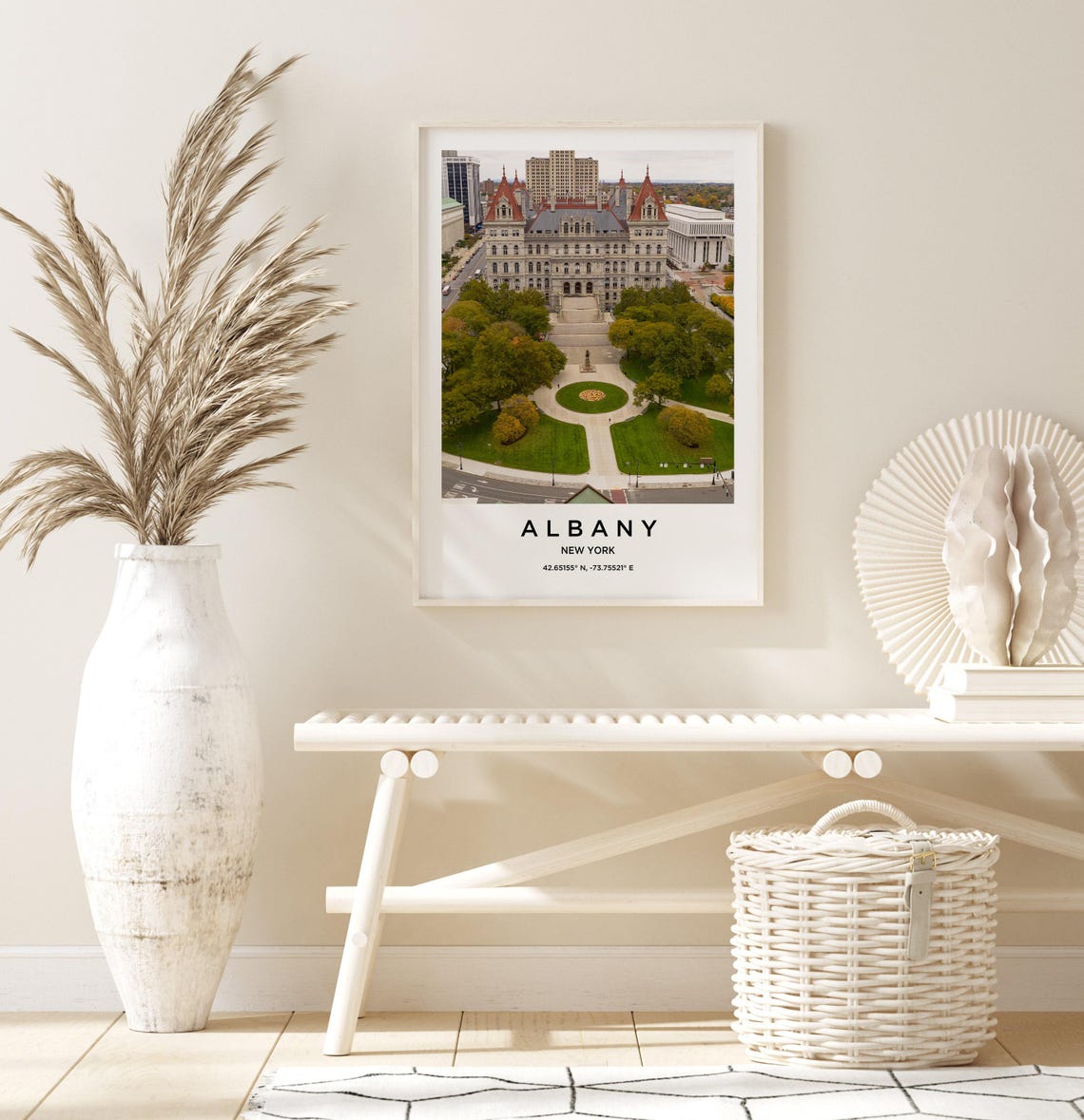 Albany New York Historic Capitol Building Aerial Park Travel Poster - Image 3