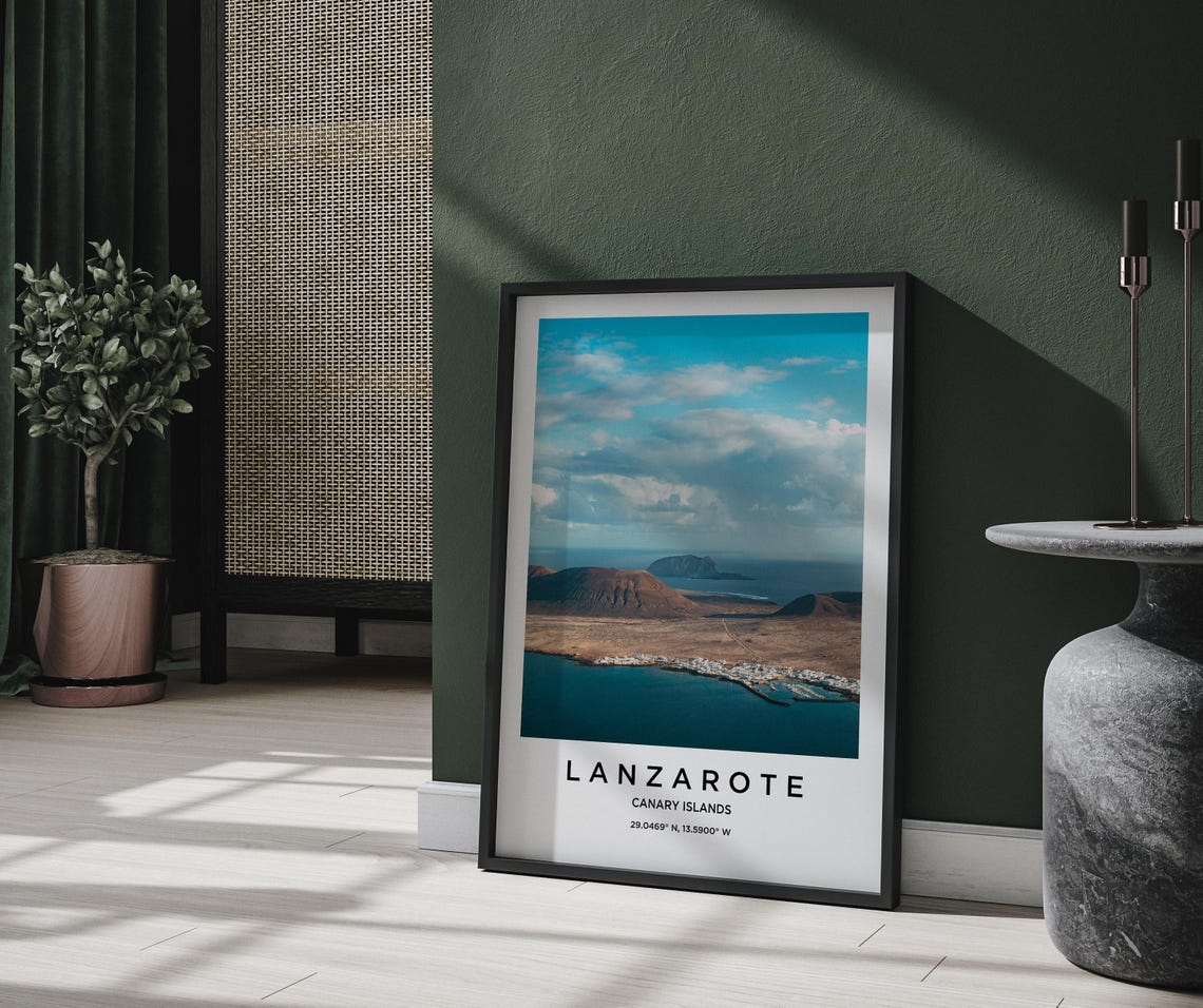Lanzarote Canary Islands Volcanic Coast Marina Aerial Poster - Image 2