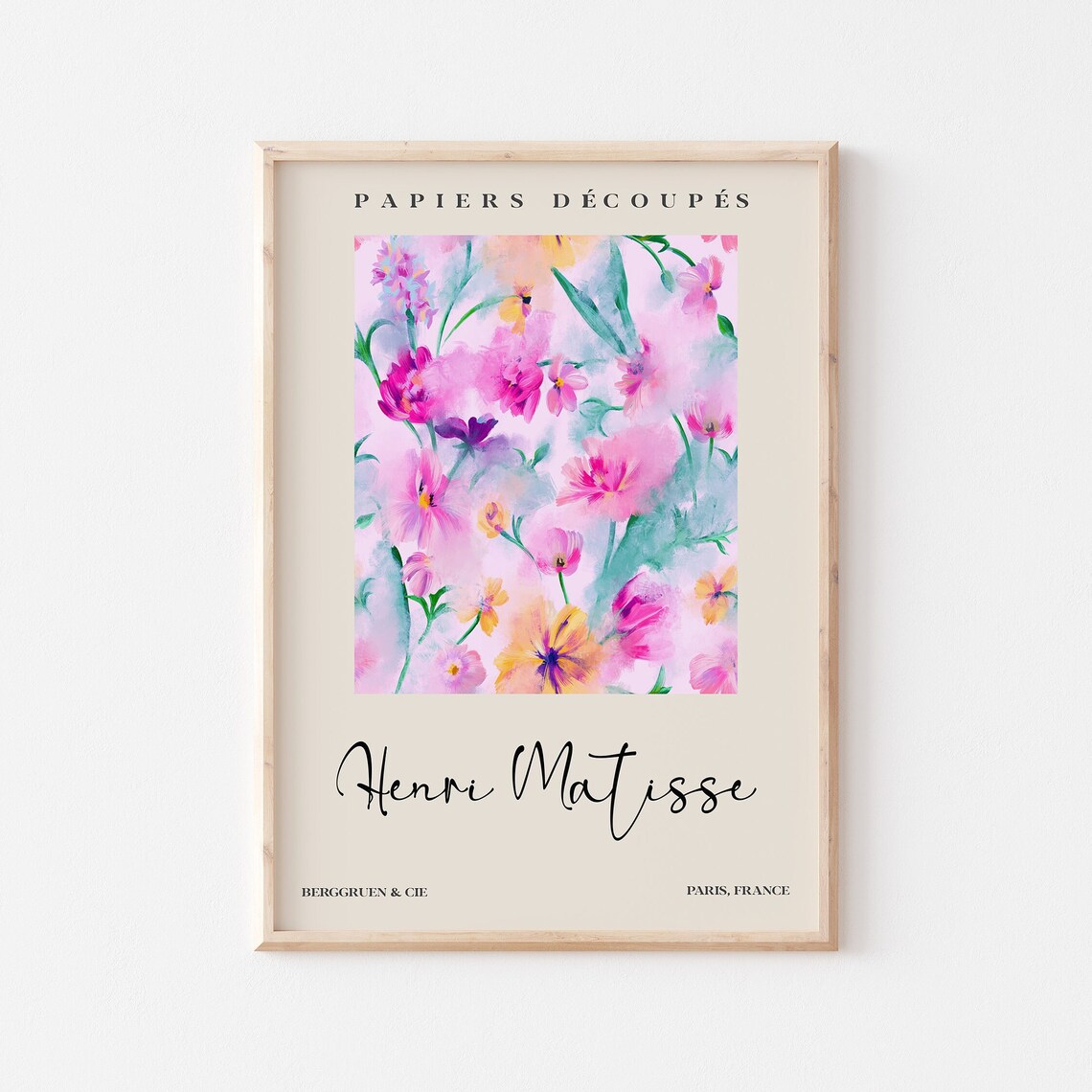Henri Matisse Papiers Decoupes Pink Wildflower Watercolor Poster