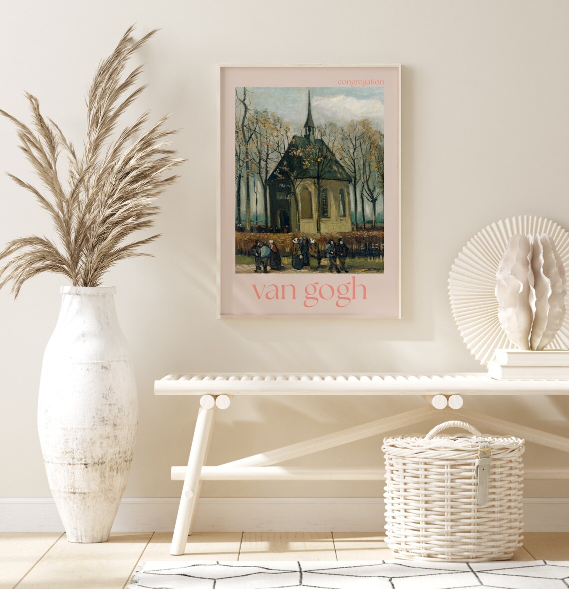 Van Gogh Congregation Church Parishioners Oil Painting Art Poster - Image 3