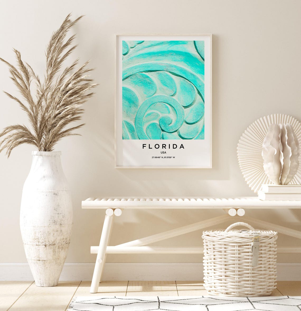 Florida Turquoise Shell Texture Abstract Close Up Photo Poster - Image 3