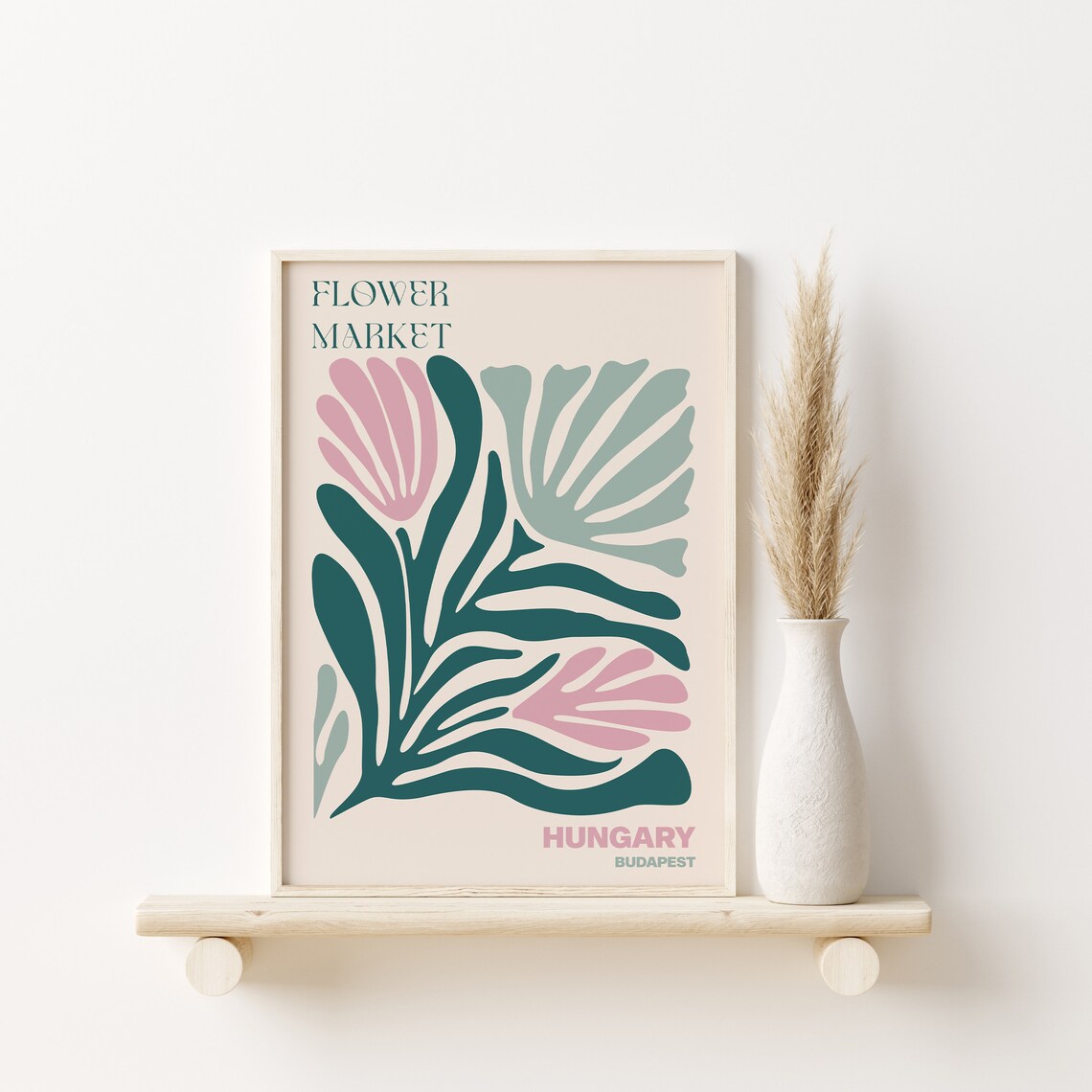 Hungary Flower Market Budapest Abstract Botanical Style Poster - Image 2