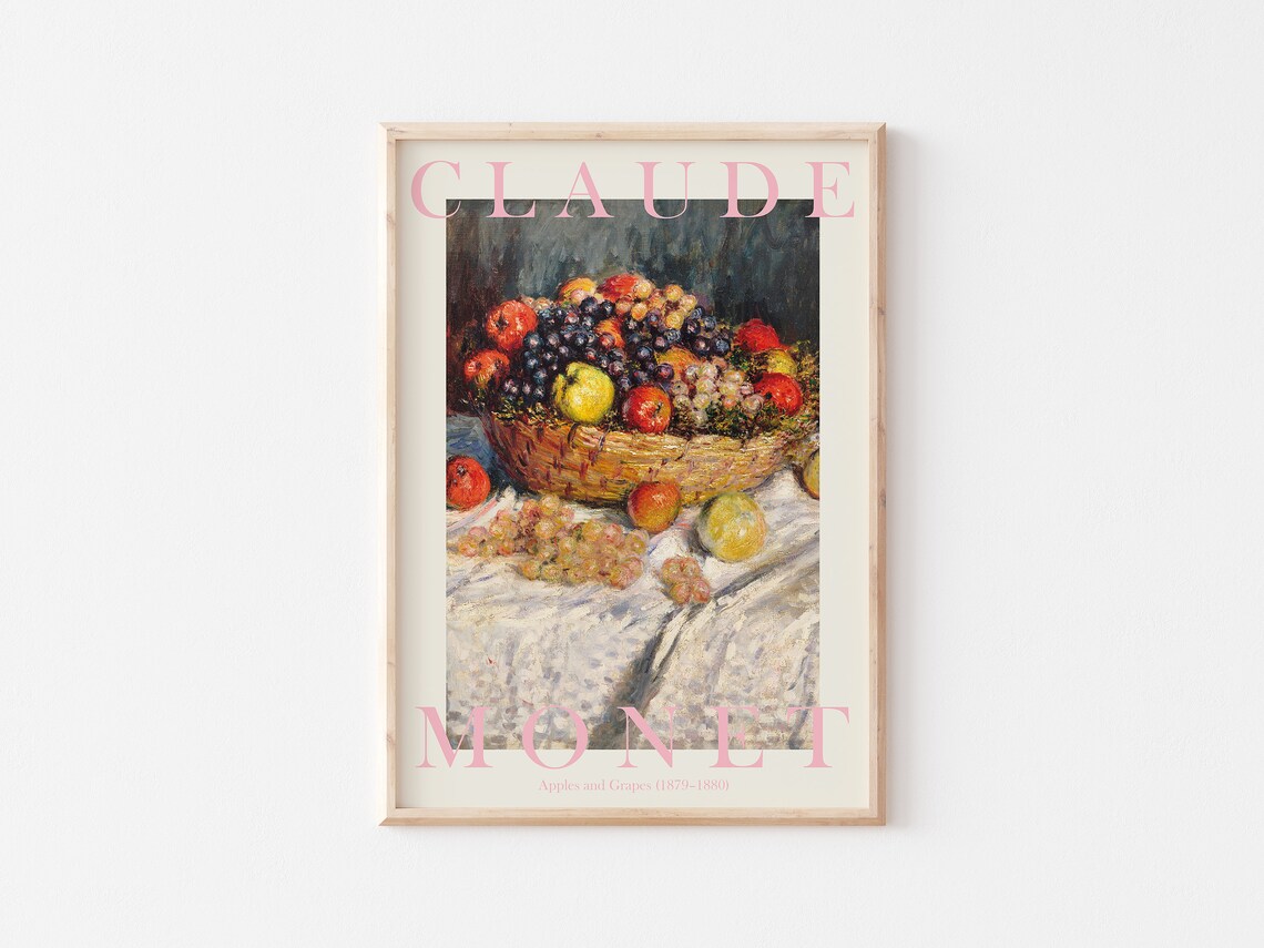 Claude Monet Apples and Grapes Fruit Basket 1880 Still Life Poster - Image 3
