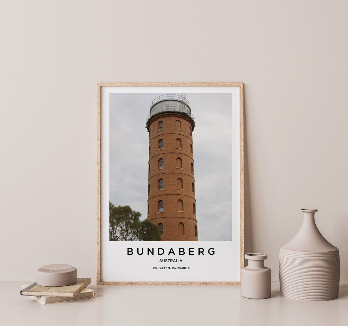 Bundaberg Australia Historic Brick Water Tower Landmark Poster - Image 2