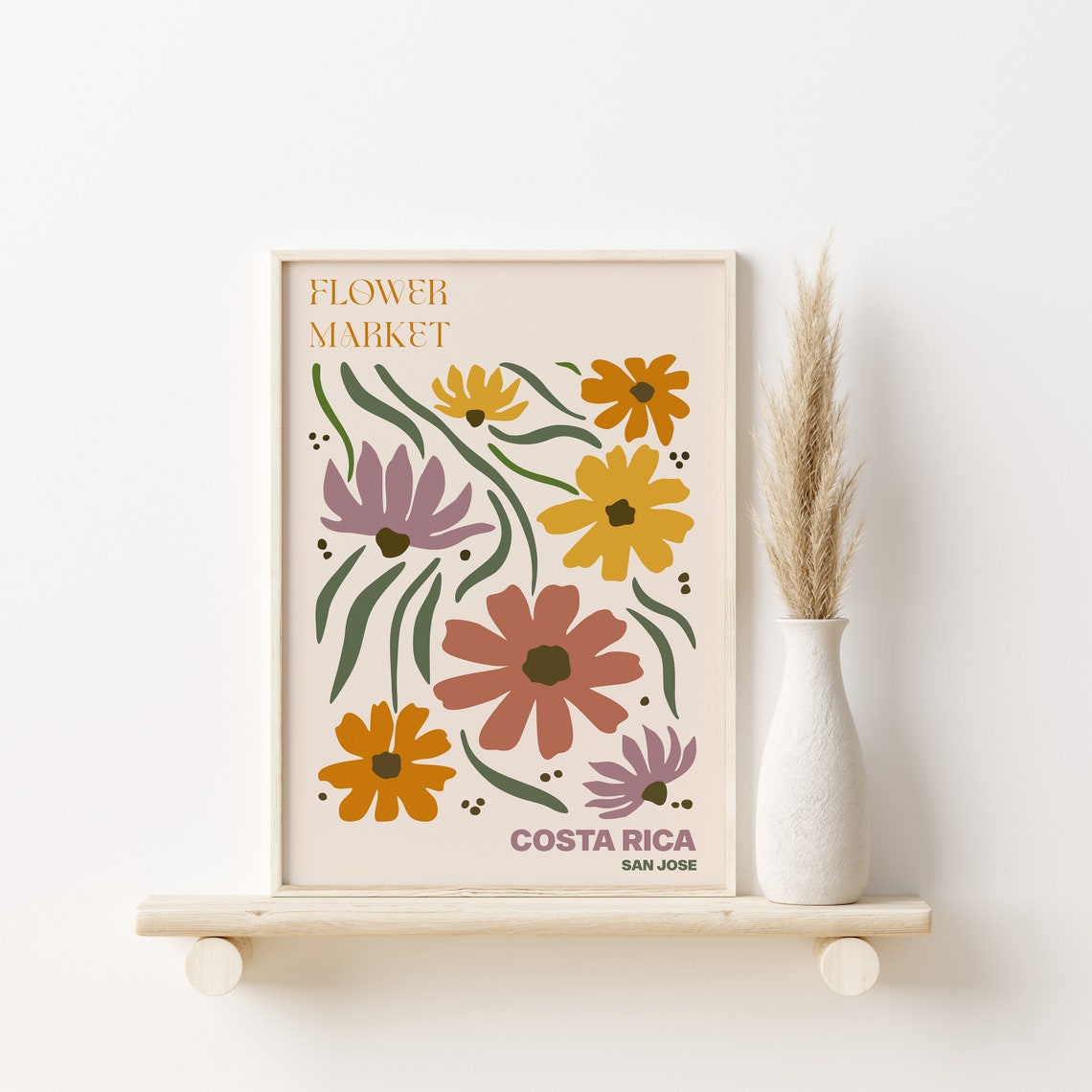 Costa Rica Poster Costa Rica Wall Art Costa Rica Personalised Travel Poster Costa Rica Flower Market Print Floral Wall Costa Rica - Image 2