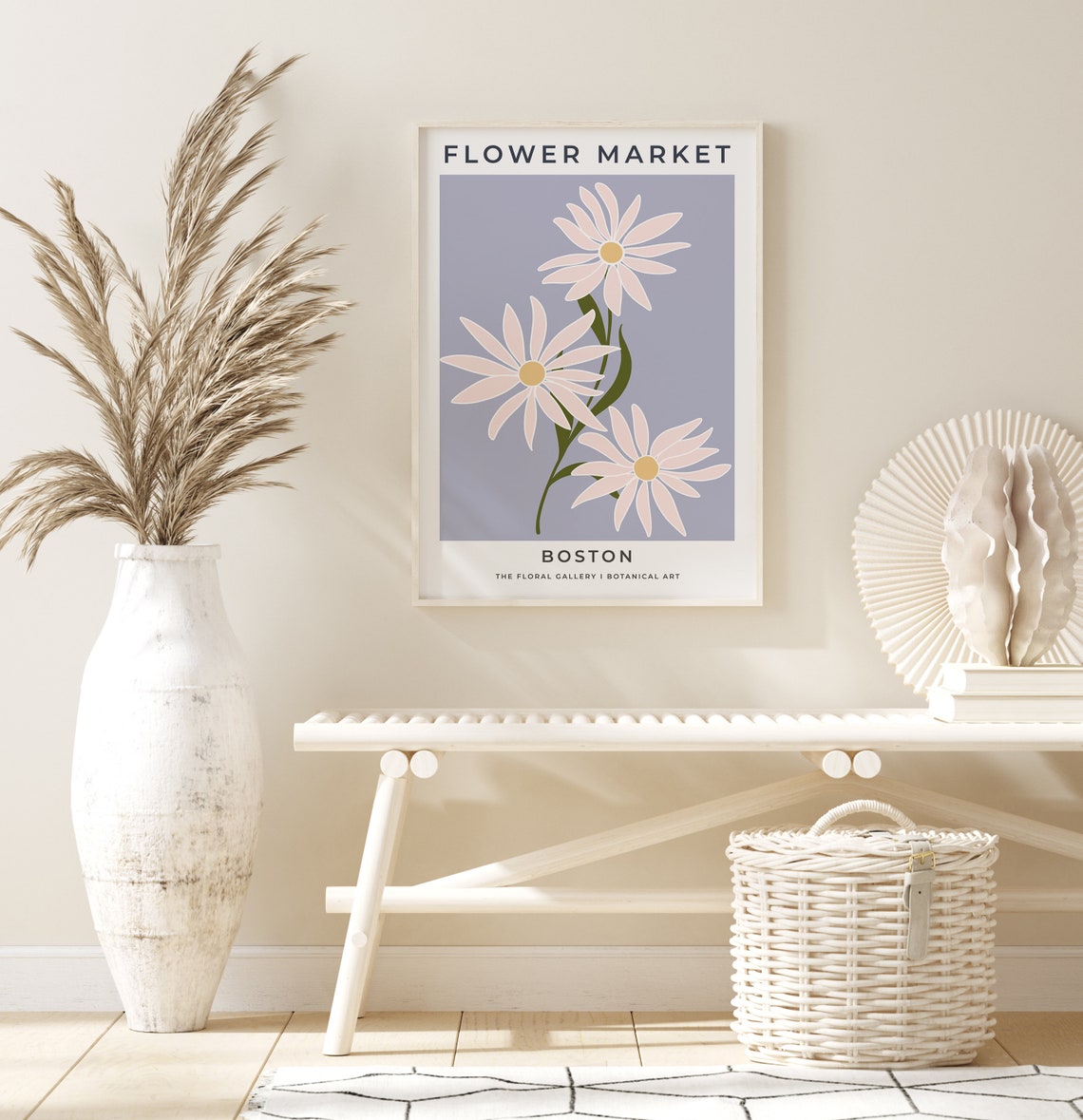 Flower Market Boston Lavender Daisy Modern Botanical Art Print - Image 2