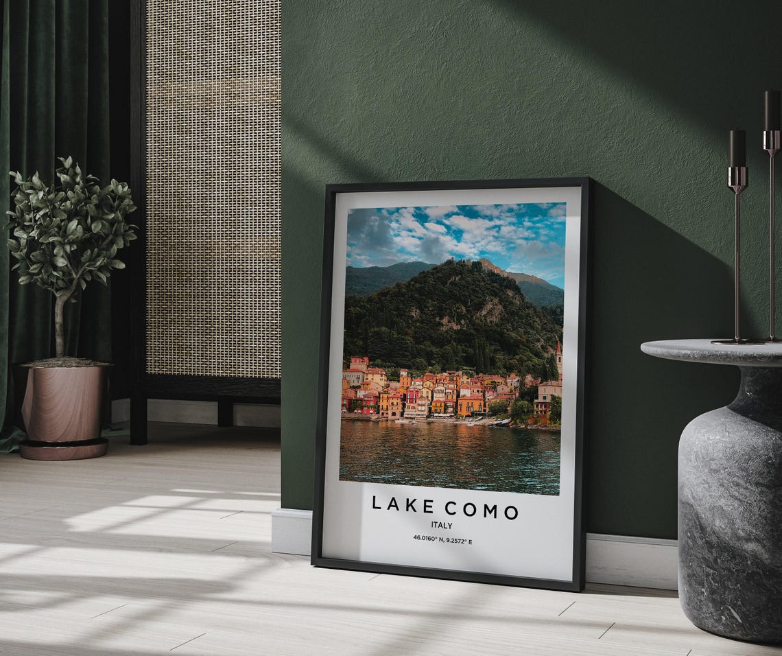 Lake Como Italy Charming Lakeside Village Mountain View Travel Poster - Image 2