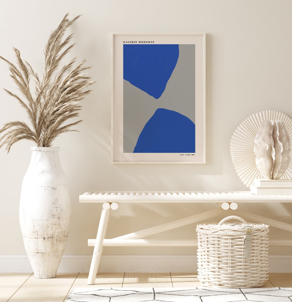 Galerie Moderne Modern Blue and Gray Geometric Abstract Poster - Image 2