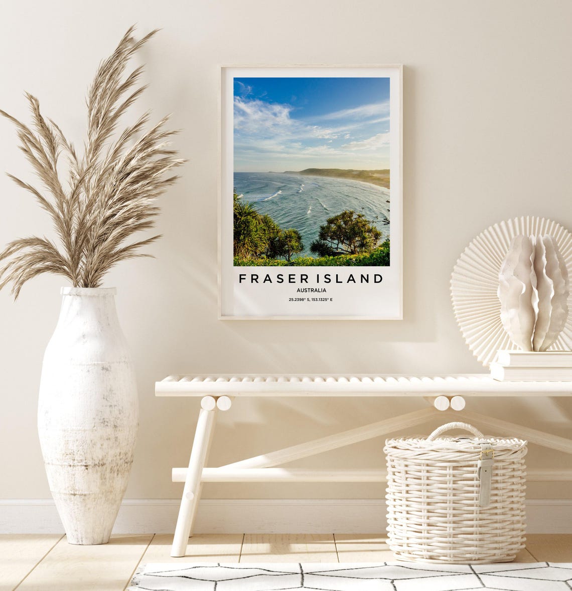 Fraser Island Australia Coastal Cliffs Turquoise Surf Travel Poster - Image 3