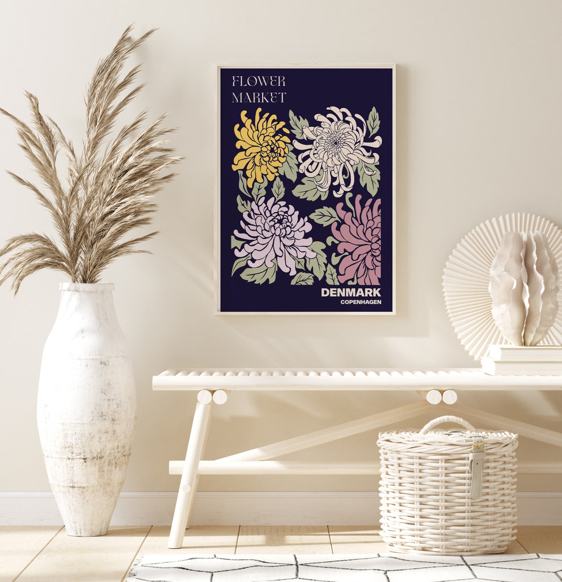 Copenhagen Flower Market Chrysanthemum Deep Midnight Navy Poster - Image 3