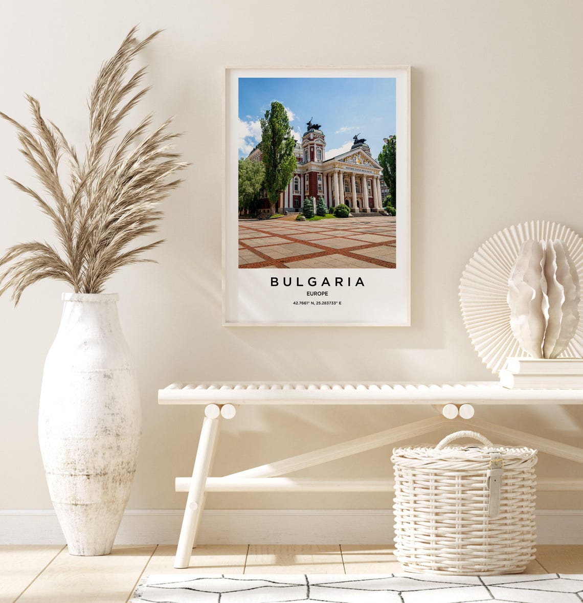 Bulgaria Grand Neoclassical Theater Building Sunlit Plaza Photo Poster - Image 3