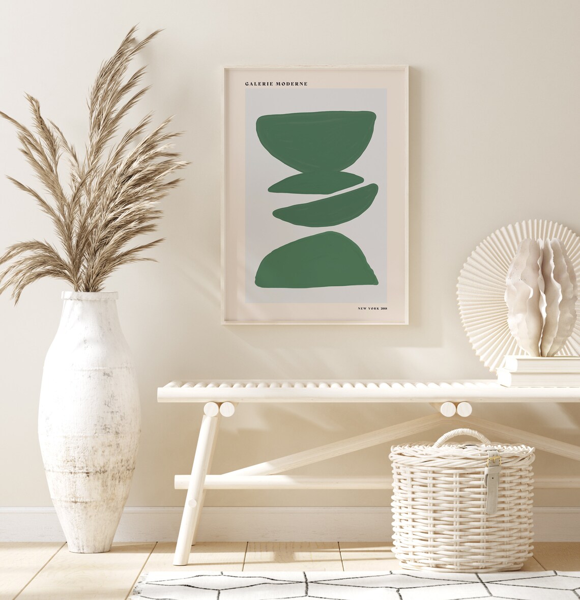 Galerie Moderne Green Pebble Shapes Minimalist Abstract Poster - Image 2