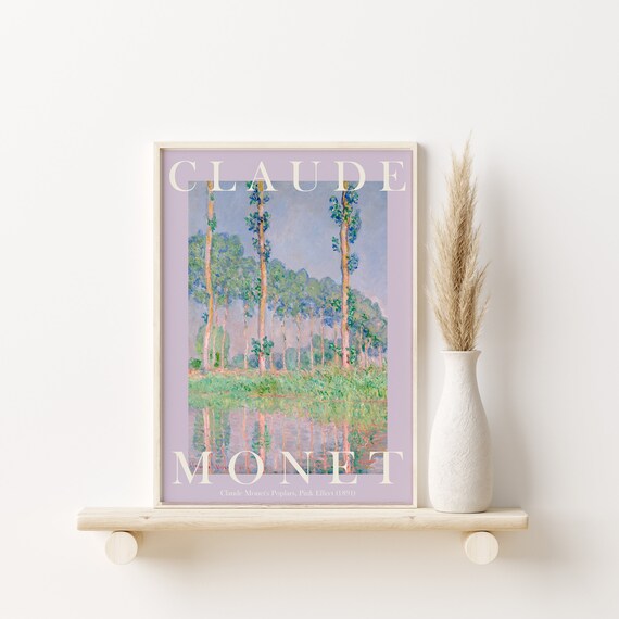Claude Monet Poplars Pink Effect 1891 Lavender Poster For Serene Room Decor